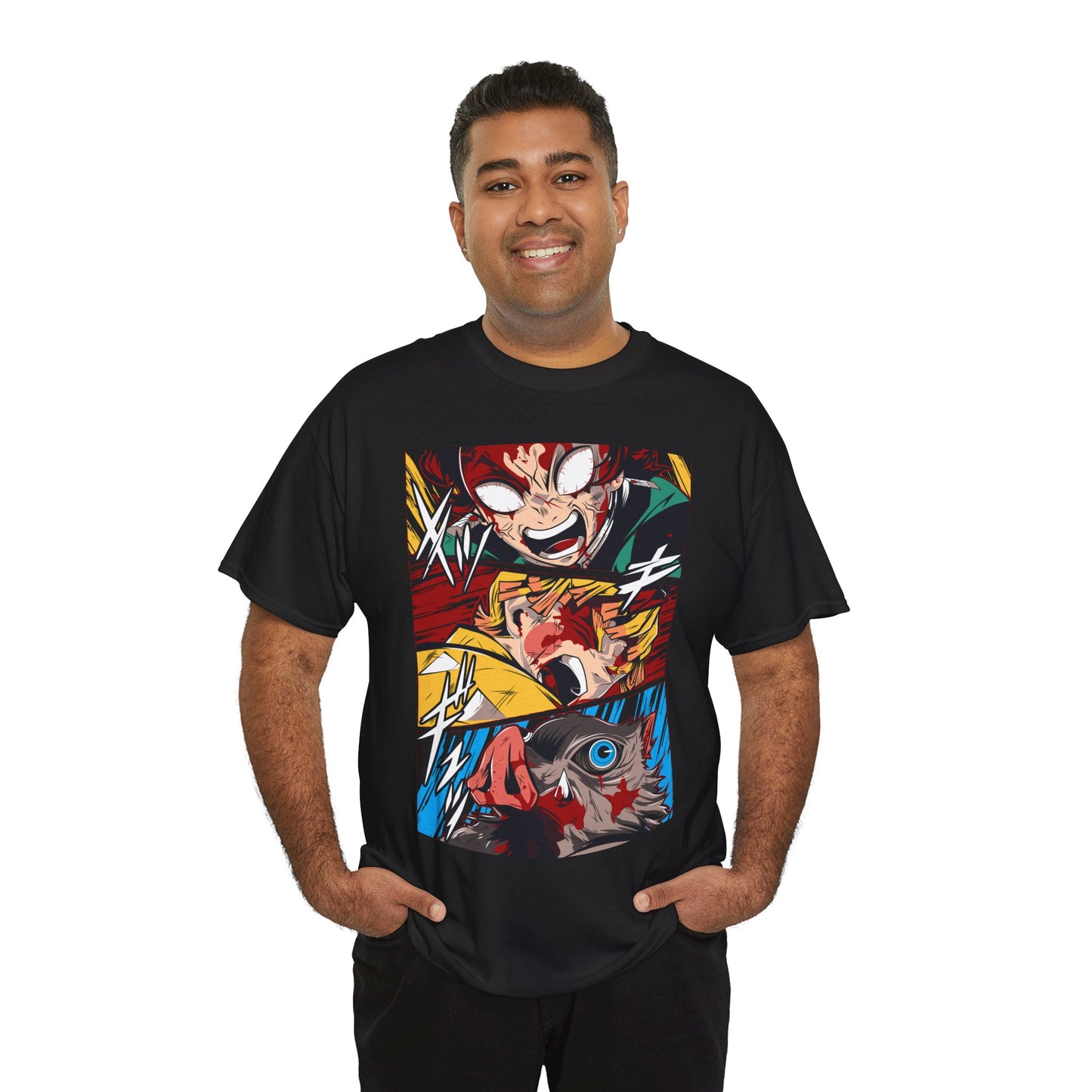 Tanjiro, Zenitsu e Inosuke em Ação (Cores)